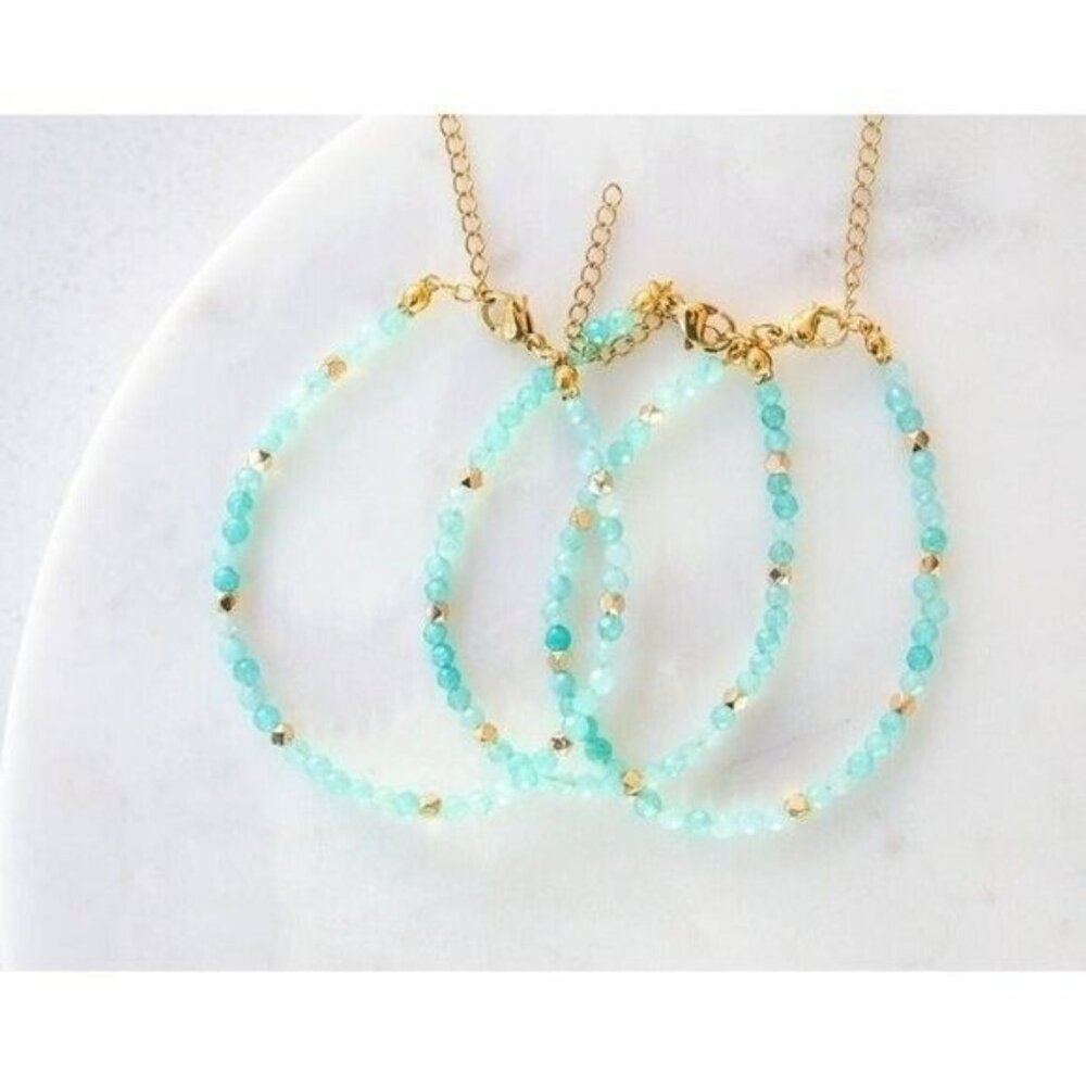 Amazonite Gemstone Bracelet Vibrant Caribbean Blue Beaded Jewelry |Summer Gift